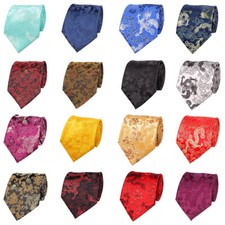 Men Wide Necktie Chinese Style Dragon Floral Jacquard Wedding Party Flower Ties