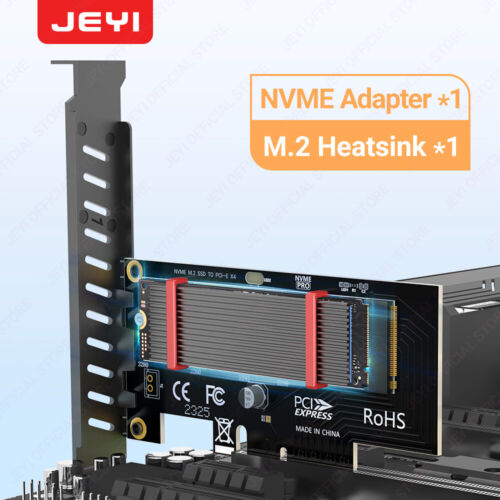 JEYI PCIe 4.0 X4 to M.2 NVMe Adapter 64Gbps Card With Aluminum SSD Heatsink