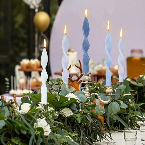 Spiral Unscented Fameless Pillar Candle Taper candle Twist Dinner Candle 4Pack - Picture 14 of 47