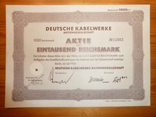 D: Deutsche Kabelwerke, Berlin, 1939, 1000 RM, PRODUCENT KABLI*
