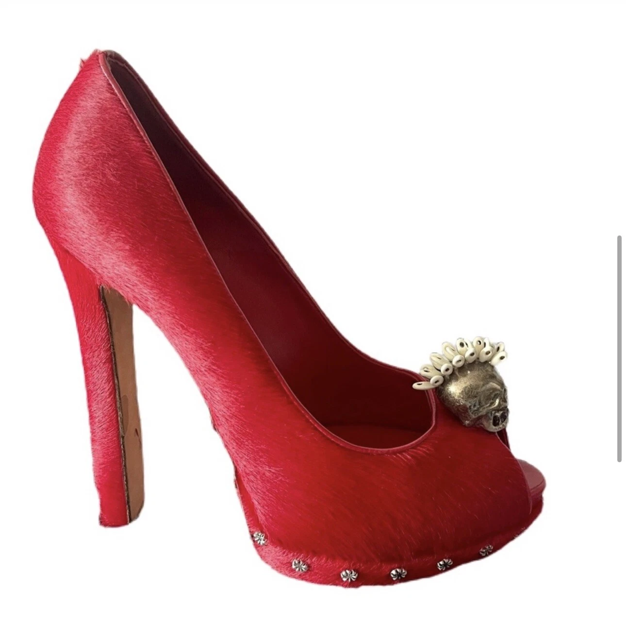 Alexander McQueen capelli pony rossi con teschio taglia 38 IOB