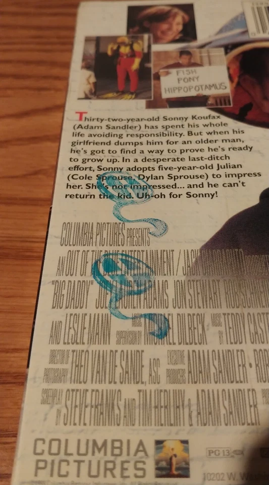Big Daddy Adam Sandler 1999 VHS Sealed Columbia Tristar Watermarks + No Stickers Foto 3 de 4