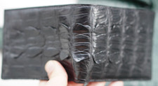 Full Black Crocodile Hornback Leather Skin Men's Bifold Wallet X25