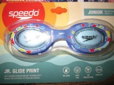 NEW Speedo JR. Kid Blue Stars Print Glide Hydra Comfort Swim Pool Goggle 6-14 YR