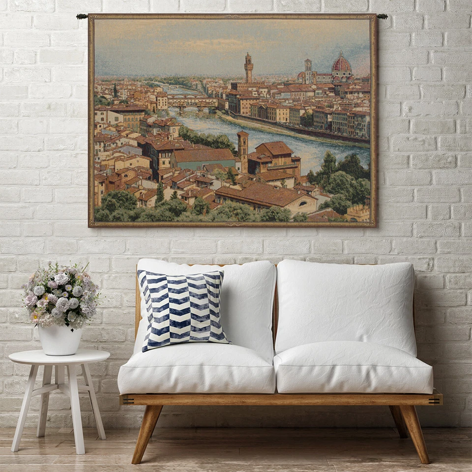 View of Florence and the Arno Cityscape 意大利挂毯墙艺术悬挂 (全新) — 第 2/4 张图片