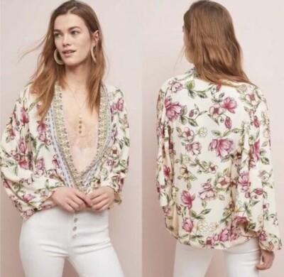 Anthropologie Akemi + Kin Idalia One Size Floral Open Kimono Boho Bohemian