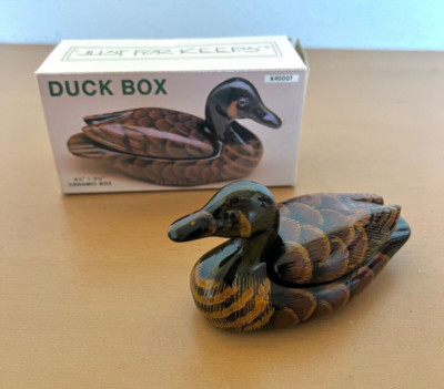 Decorative Handmade Painted Ceramic Duck Mini Trinket Box Approx. 4''x2''