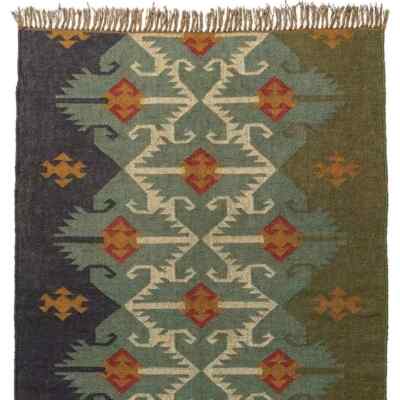 southwestern kilim rug Wool Jute Vintage Kilim Rug Moroccan Navajo Green  rug
