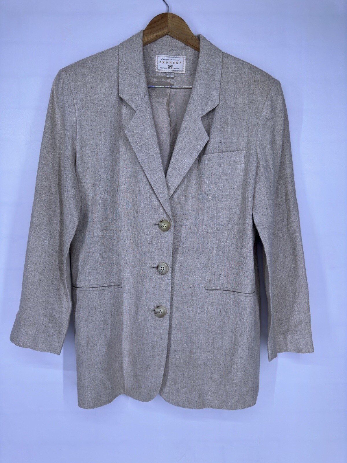 Campagnie Internationale Express Vintage Womens Blazer Size Medium Linen Blend