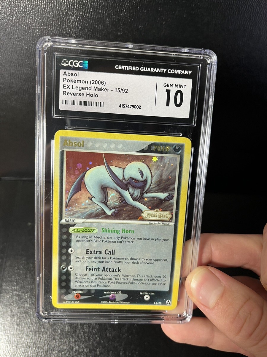 CGC 10 🌀 Absol Reverse Holo Rare 15/92 EX Legend Maker Pokemon