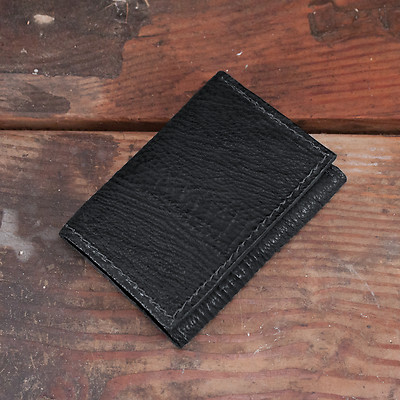 Black Shark Trifold Wallet Amish Hand Made from Genuine Shark Skin Tri Fold