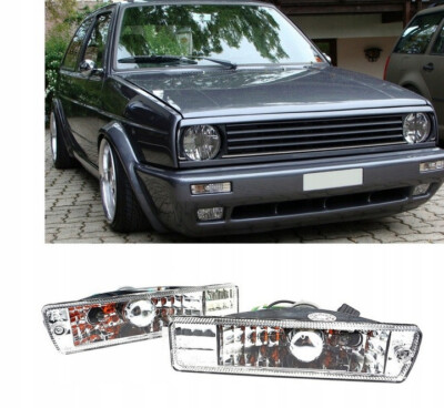 VW Golf Mk2 Jetta 2 Front Chrome Indicators Turn Signal Set L+R 83–91 ...