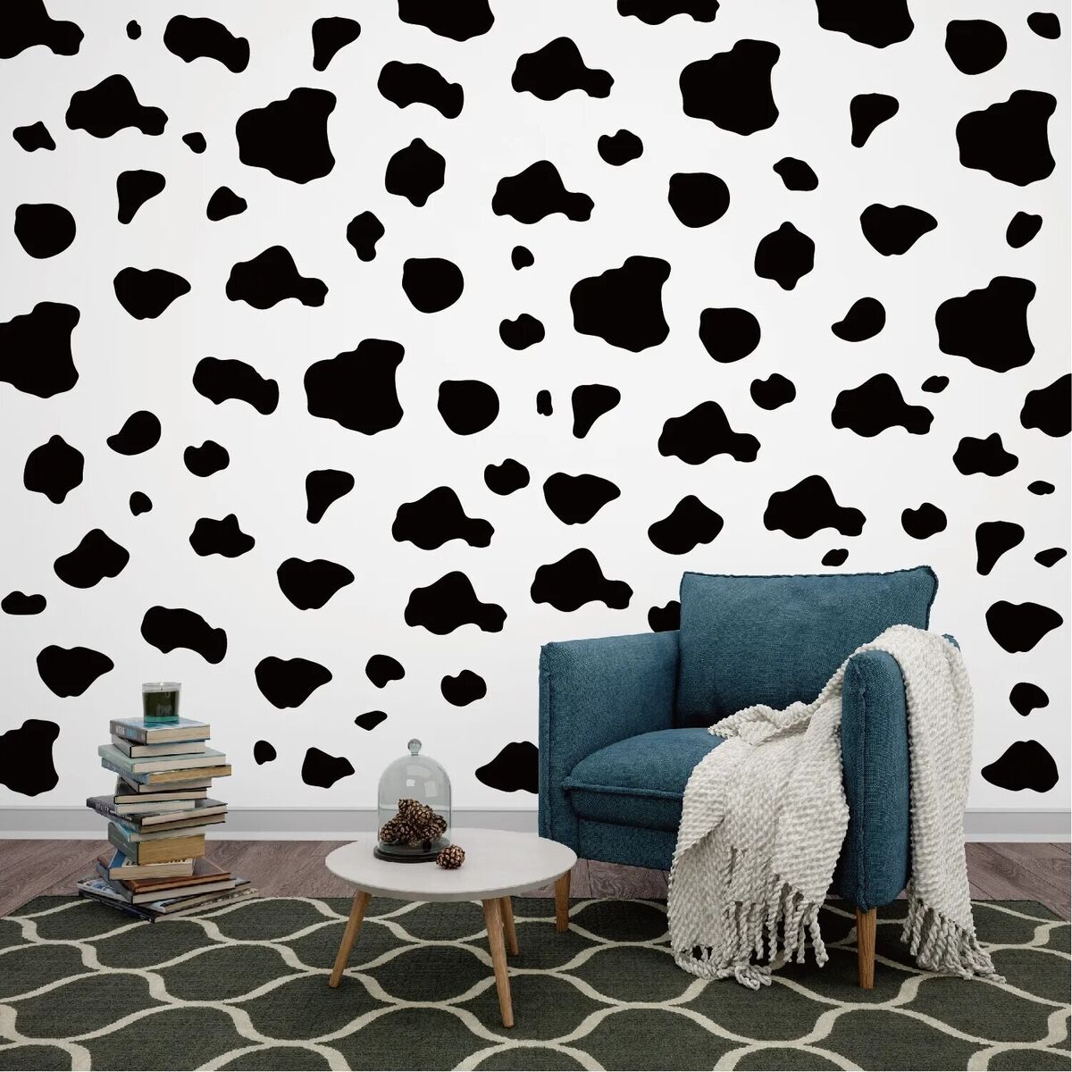 Ferme Vache Autocollant Mural Enfant Chambre Géométrique Style