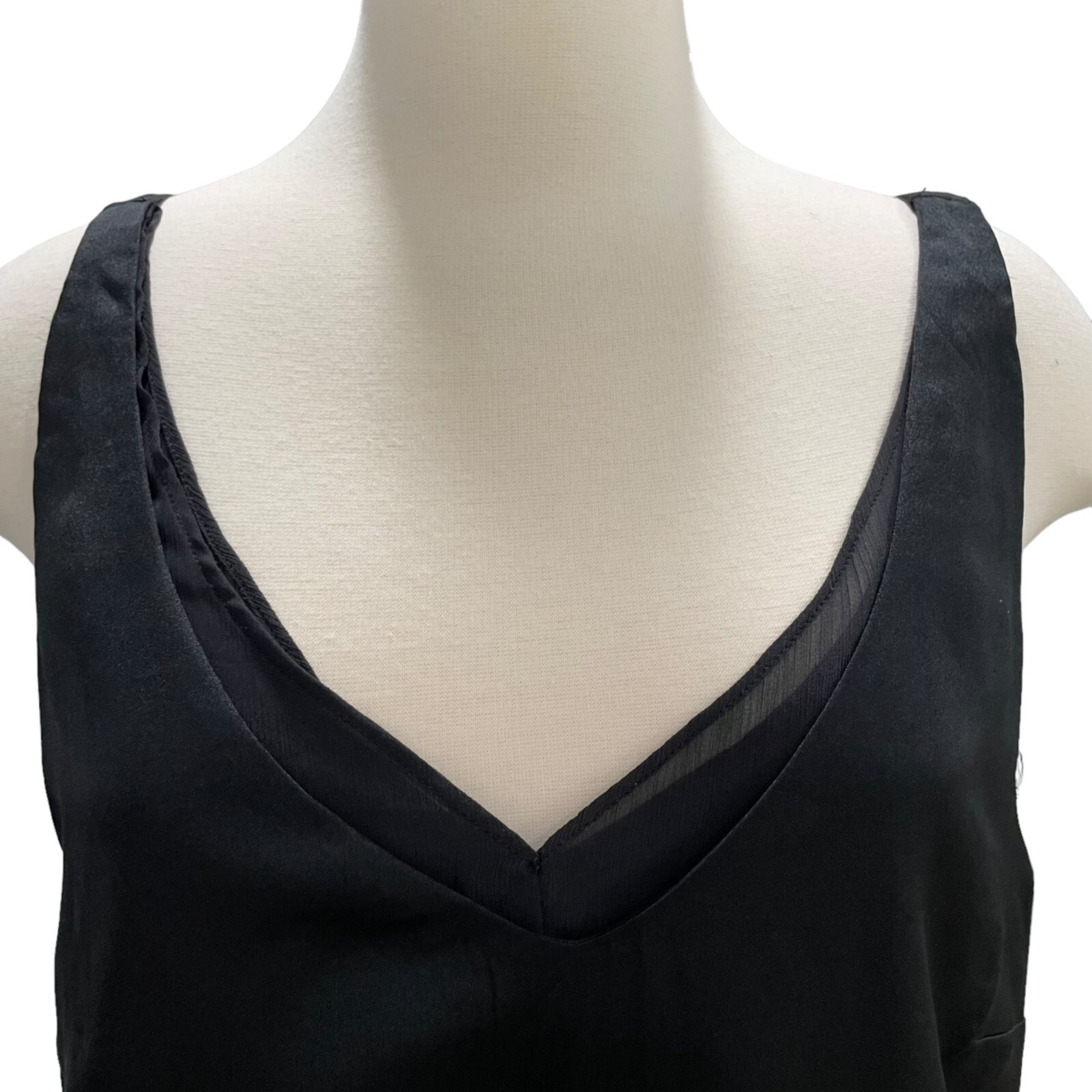 H & M Women's Black Tank Top SZ 14 Whimsygoth Lightweight Summer Elegant Silky