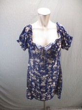 SheIn Size 3XL Womens Floral Open Back Square Neck Short Puff Sleeve Dress 603