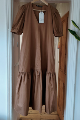 voluminous midi dress zara VOLUMINOUS MIDI DRESS - Brandy