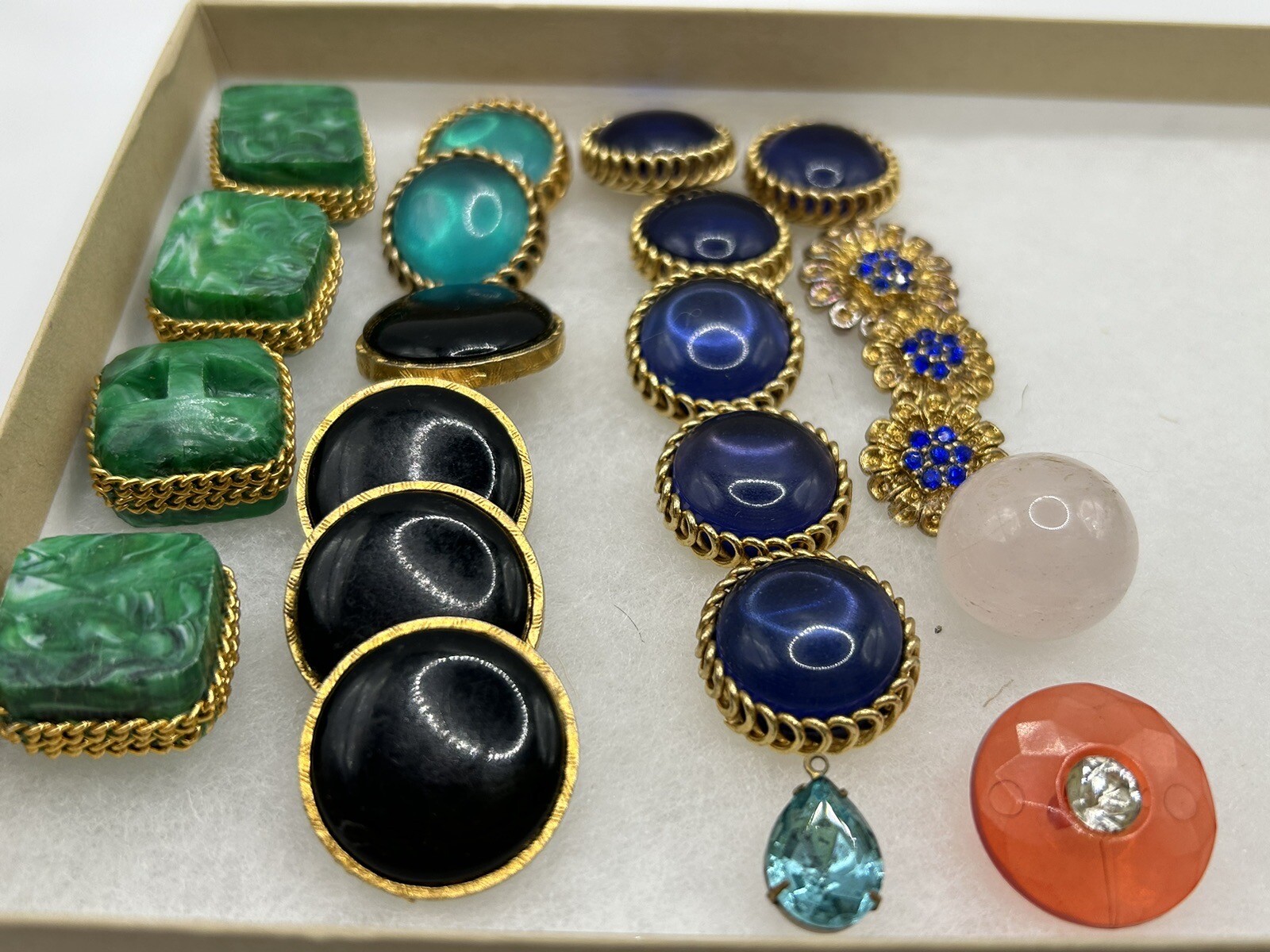 Vintage Button Lot of 22 Blue Green Black Gold eBay