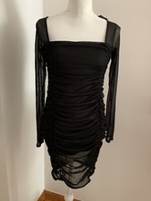 NWT Nasty Gal Black Mesh Behavior Ruched Bodycon dress Sz 4