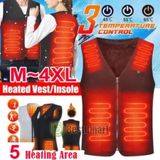 5 Areas Heated Vest Men Woman USB Heated Jacket Winter Thermal Heating Coat New