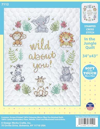 Design Works Crafts Janlynn Stamped for Cross Stitch Baby Quilt Kit, in ...