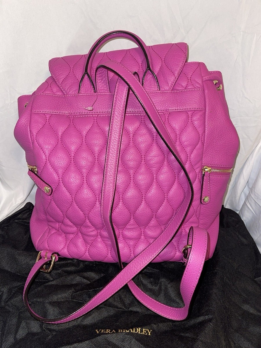 Vera Bradley Amy Quilted Leather Backpack Pink Floral  display picture 3