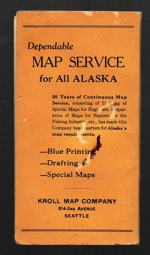 MAPA DE ALASKA Kroll Map Company Seattle Washington, alrededor de 1941 - Imagen 2 de 3