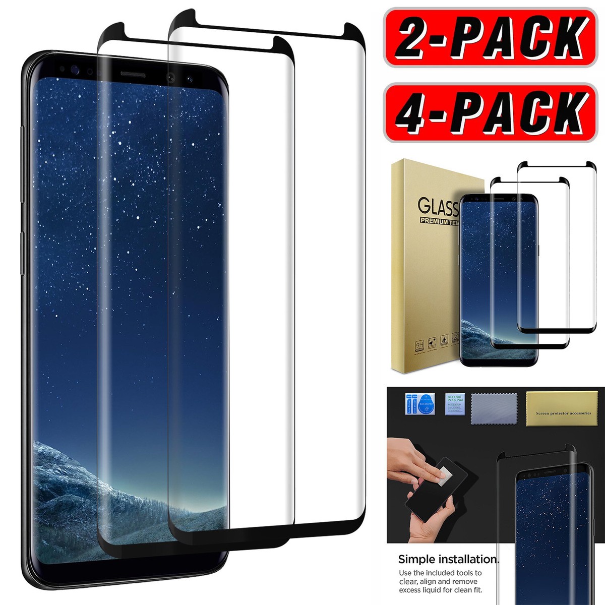 For Samsung Galaxy S8/S8+/S8 Plus Clear Tempered Glass Screen Protector