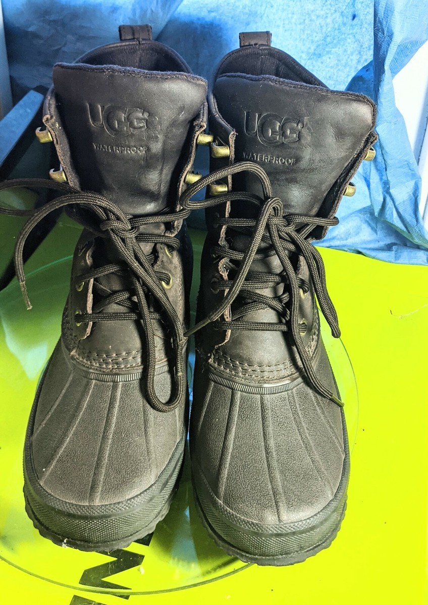 UGG Yucca Waterproof Mid Calf Brown Leather Boots Size 8,5 