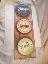 Decorative wall plaque barg's sprite Fanta orange metal soda bottle caps 30" T