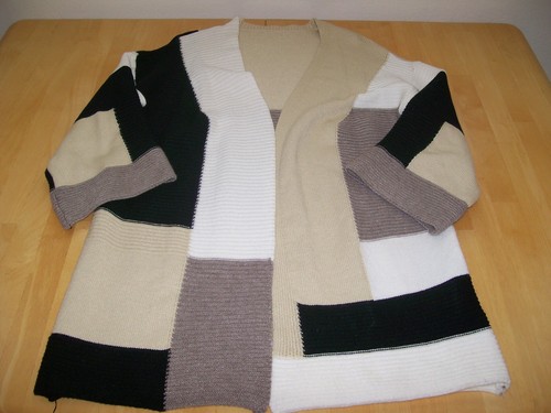 Amazon Brand Open Front Colorblock Oversized Cardigan Sweater Women's Small