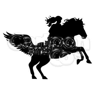 Woman Riding Horse Wing Tail SVG Vector Clipart Design Silhouette For Vinyl