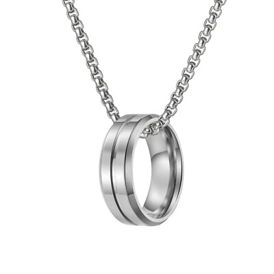 Stainless Steel Natural Dean s Ring Pendant Necklace Ring Set for Men Wome