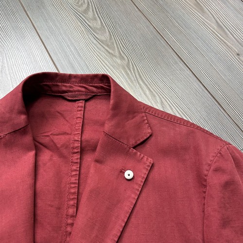 LBM 1911 Wine Red Linen + Cotton Blazer Jacket 50R - Picture 9 of 14