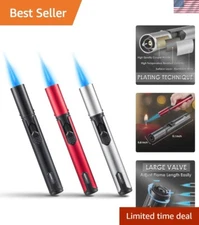 3 Pack Butane Torch Lighters, 6-Inch Refillable Pen Lighter Adjustable Jet Flame