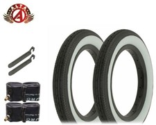 ALTA BICYCLE WIRE BEAD 12" 1/2" x 2 1/4" BLACK/WHITE SLICK II TIRES SET OF 6.