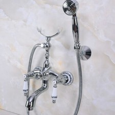 Polished Chrome Wall Mount Bathroom Claw foot Tub Faucet With Hand Shower sna244