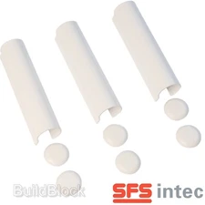 3 x SFS White Door Hinge Covers & Caps Intec Dynamic 2D uPVC Centre Tube plastic
