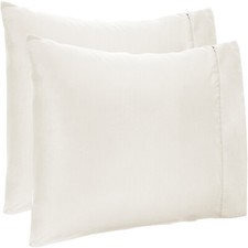 2 PCs OR 4 PCs Pillow Case Set 100 Cotton Ivory Solid Queen,King Size