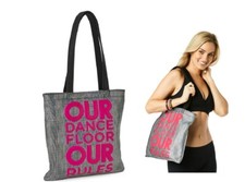 Zumba Our Dance Floor Metallic Tote Bag - Silver Metallic New Free Shipping