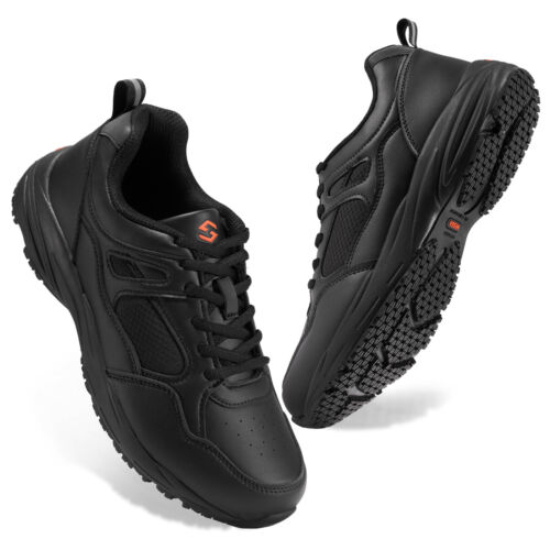 HISEA Men's Chef Work Shoes Anti-Slip Oil-Proof Bar Food Service Safety Sneakers