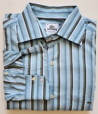 Lacoste Designed in France . Striped Men Dress Shirt. Made In Tunisia. 42