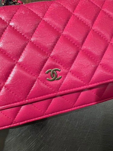 Authentic Stylish Chanel WOC Wallet Ob Chain Crossbody Bag Crafted Rose - Red Ca - Picture 9 of 21