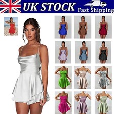 Women Summer Sleeveless Tank Dresses Short Casual Satin Party Club Mini Dress