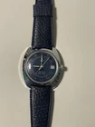 NOS Vtg Mens 1970's Timex Electric DynaBeat Time Zone Silver/ Blue Watch Runs