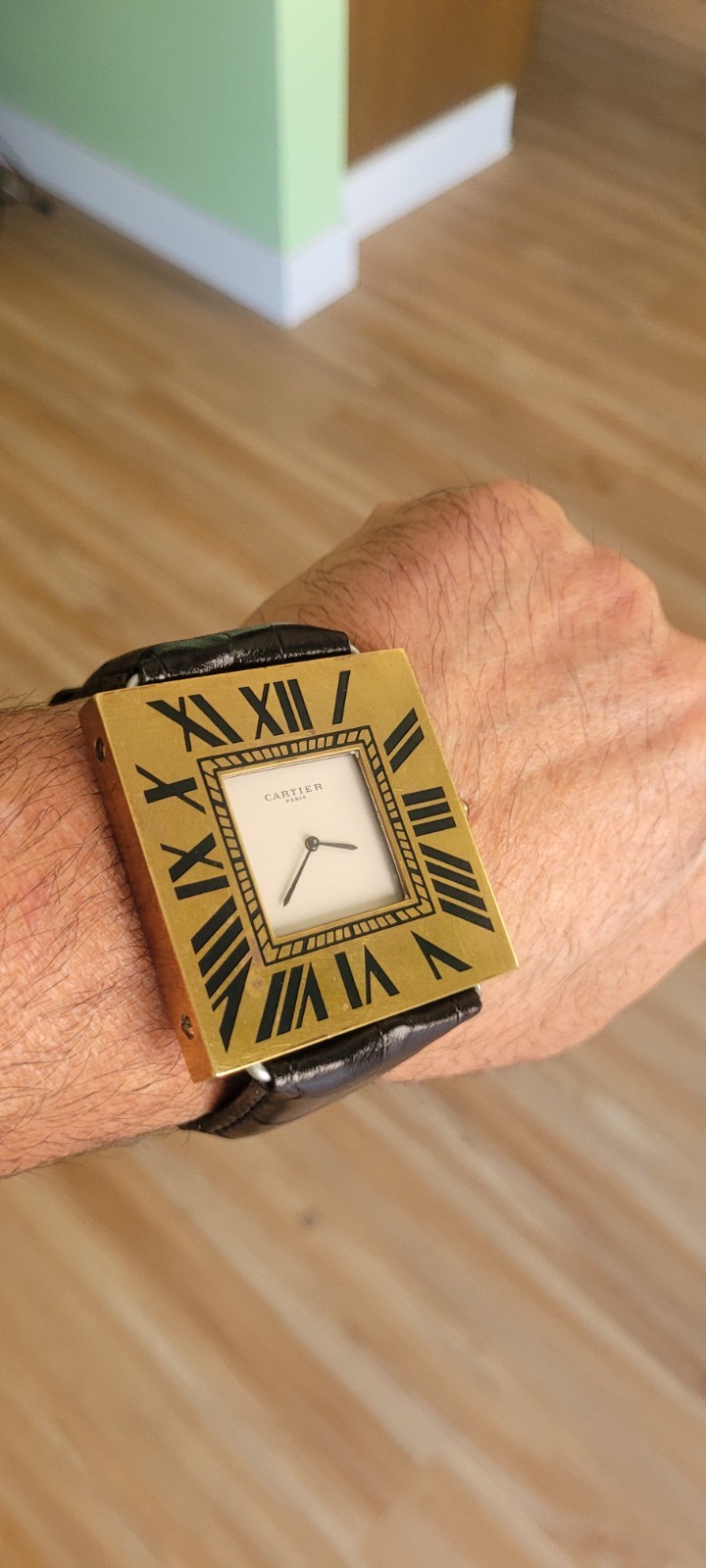 Genuine vintage Cartier 50X50 mm desk made into a wristwatch, AS IS, ples read !