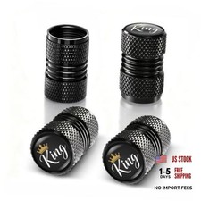 Tire Valve Caps 4 Pack Aluminum Heavy-Duty Stem Covers Universal Fit King Crown