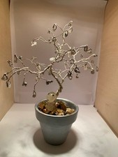 Handcrafted Wire and Bead Bonsai Tree with miniature tree spirit.