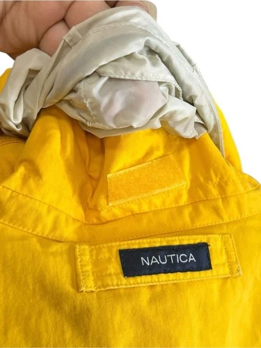 Nautica Vintage 90s Yellow and Navy Reversible Sailing Windbreaker Jacket Size L image 9