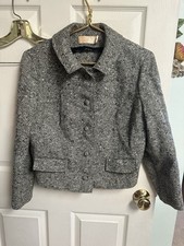 VNT Pendleton Virgin Wool Blazer Jacket Chevron Black 36x20 Sm/med Unlined White