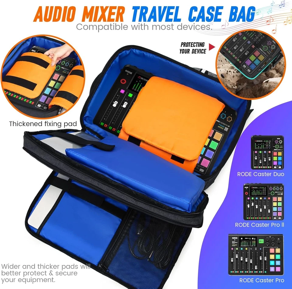Professional Recording & DJ Mixing Backpack Audio Equipment Bag Travel Gear Case - Image 2 of 4